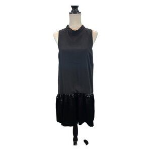 English Factory Dress Womens M Black Midi Drop Waist Satin Hem Witchy Whimsigoth